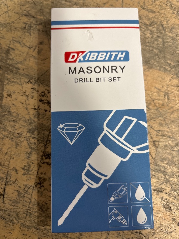 Photo 1 of 10-Piece Masonry Drill Bit Set for Concrete Tile Glass Ceramic Brick,1/8 to 1/2 Inch Drilling Bits with Triangle Handle,Tungsten Steel Alloy Tip.?Black?