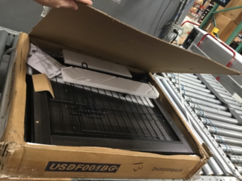Photo 1 of **MISSING PIECES** DWANTON Dog Crate Furniture with Cushion, Wooden Kennel Table with Double Doors, Indoor Dog House, Small/Medium/Large/Extra Large Size, 27.2" L, Dark Gray