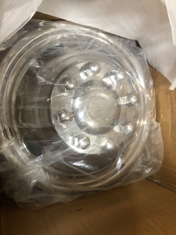 Photo 1 of **SET OF 2 ONLY**LMYYGOO 16" 8 Lug Wheel Simulators Stainless Steel,Snap on Style Design Hubcaps Cover Fits 1974-2000 Chevy GMC 3500; 1974-1998 Ford F350; 2008-2021 E350/E450 Van; 1974-1999 Dodge Ram 3500