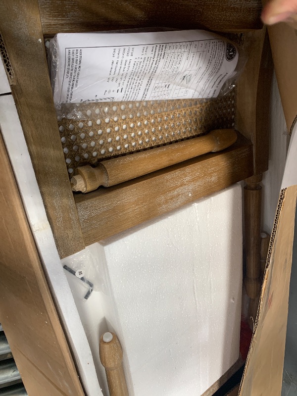 Photo 1 of ********************HAS A BROKEN LEG*****************
Martha Stewart Isla Entryway Accent Bench for Living Room Bedford Collection, Tufted Seat, Cane Side Frames, Farmhouse Bed End Bench for Bedroom, Indoor Seating, Reclaimed Finish, 48.5" Wide Natural