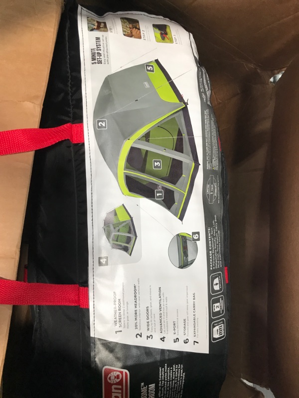 Photo 1 of Coleman Skydome Camping Tent with Screened Porch & 5-Minute Setup, Weatherproof 4/6/8 Person Tent with Rainfly & Carry Bag, Made of PFAS-Free Materials