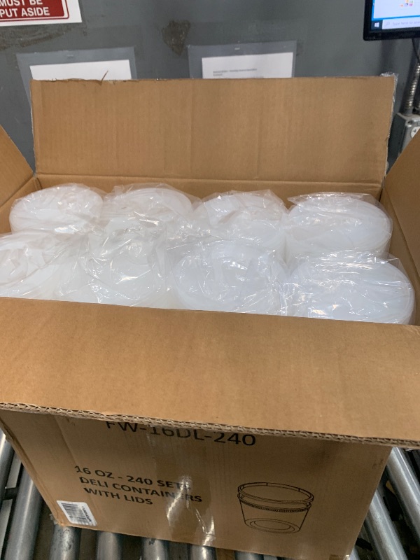 Photo 1 of [240 Set - 16 oz.] Plastic Deli Food Storage Containers With Lids, Disposable togo containers for soup, Meal Prep, Slime | BPA Free | Stackable | Leakproof | Microwave | Dishwasher | Freezer Safe