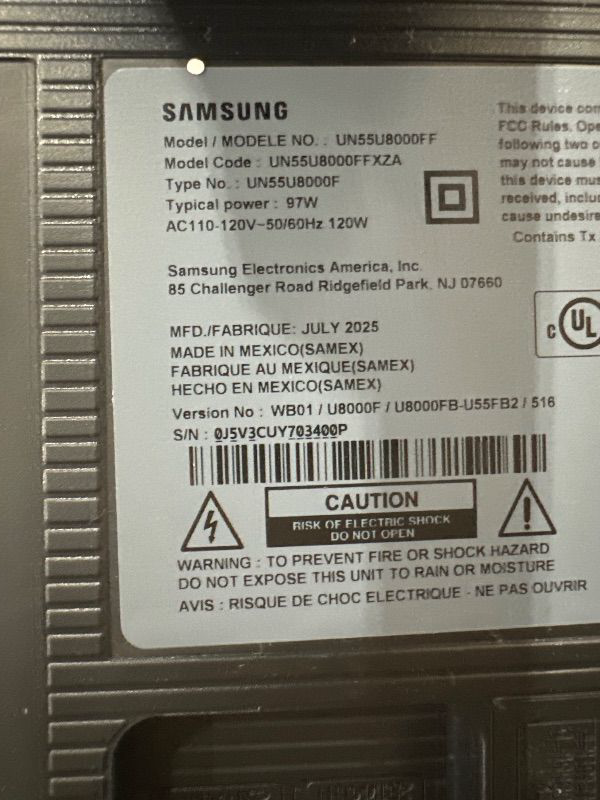 Photo 1 of ***PARTS ONLY ***Samsung 55-Inch Class Crystal UHD U8000F 4K Smart TV (2025 Model) Endless Free Content, Crystal Processor 4K, MetalStream Design, Knox Security, Compatible with Alexa