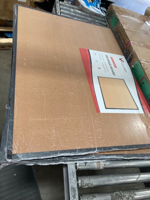 Photo 1 of **MINOR DAMAGE**VIZ-PRO Cork Notice Board, 48 X 36 Inches, Cork Bulletin Board with Black Aluminium Frame