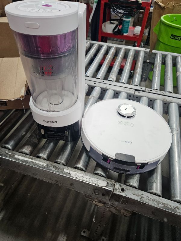Photo 1 of **TURNS ON, USED** Eureka E20 Plus Robot Vacuum with Bagless Self Emptying Station, Robotic Vacuum and Mop Combo, 45-Day Capacity, Upgraded 8000Pa Suction and Anti Hair-Tangling Brush, LiDAR Navigation, App Control