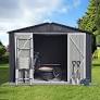 Photo 1 of ***FOR PARTS DAMAGED***10x12FT Outdoor Storage Shed,Metal Tool Shed,Waterproof Outdoor Storage Shed with Lockable Doors and Ventilation for Garden,Backyard,Dark Gray
