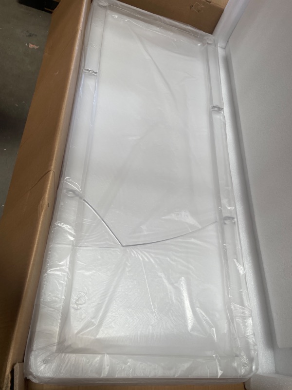 Photo 1 of ***BROKEN***HMYHUM Acrylic Computer Desk, 47 Inch Clear Home Office Desk for Laptop, Study, Writing, Vanity Table with Cylindrical Legs, Modern, Easy Assembly