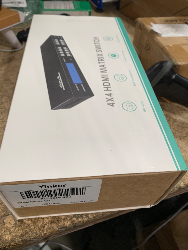 Photo 1 of Yinker 4K HDMI Matrix Switch 4x4, 4K@30Hz HDMI Matrix Switcher Splitter 4 in 4 Out with Backlit Button, Support HDCP EDID Management RS232 Control Downscale 4K & 1080P Together