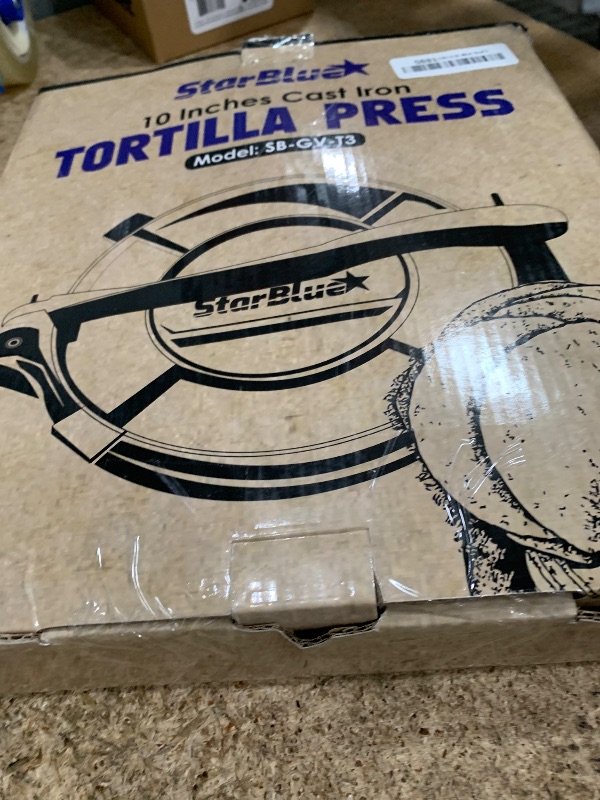 Photo 1 of 10 Inch Cast Iron Tortilla Press by StarBlue with FREE 100 Pieces Oil Paper and Digital Recipes e-book - Tool to make Indian style Chapati, Flour Tortilla, Roti