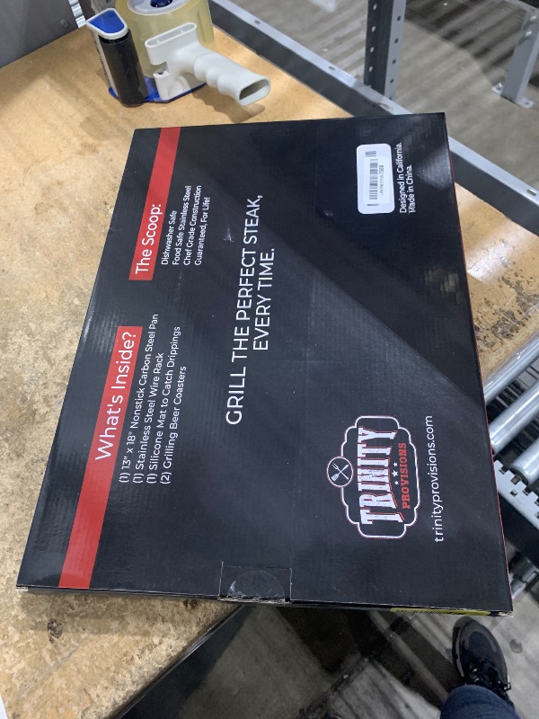 Photo 1 of Trinity Provisions Meat Resting Pan - With Wire Rack and Silicone Baking Mat - Dishwasher and Oven Safe Stainless Steel, for Cooking and Cooling Steak, BBQ, Bacon, & More