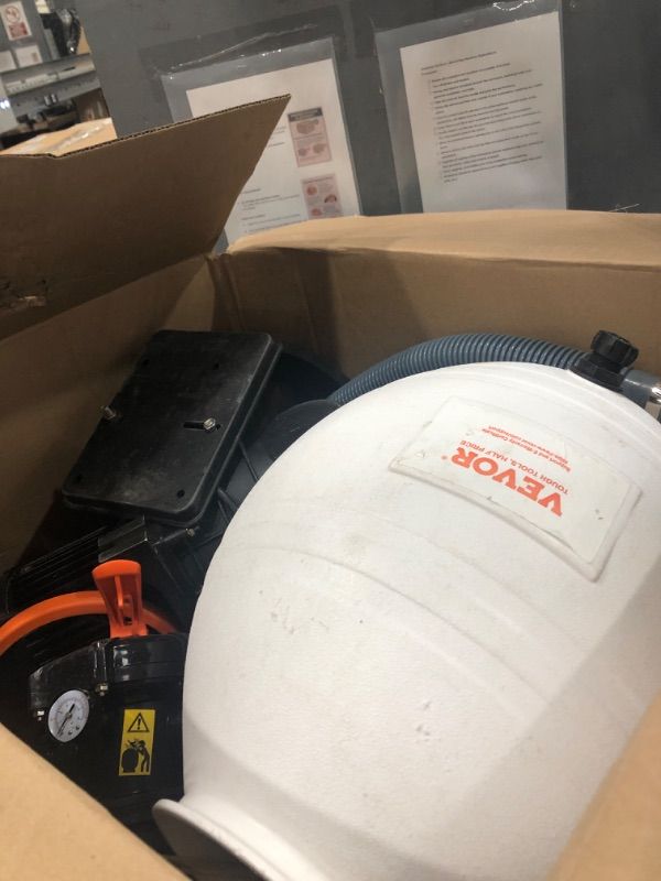 Photo 1 of ***(PARTS ONLY/ MISSING PARTS/ MAJOR DAMAGE/ NON FUNCTIONAL)***VEVOR 16-inch Sand Filter Pump for Above Ground, Digital Programmer Timer, 3500 GPH, 1 HP Pool Pumps System & Filters Combo Set with 6-Way Multi-Port Valve & Strainer Basket, Easy Installation