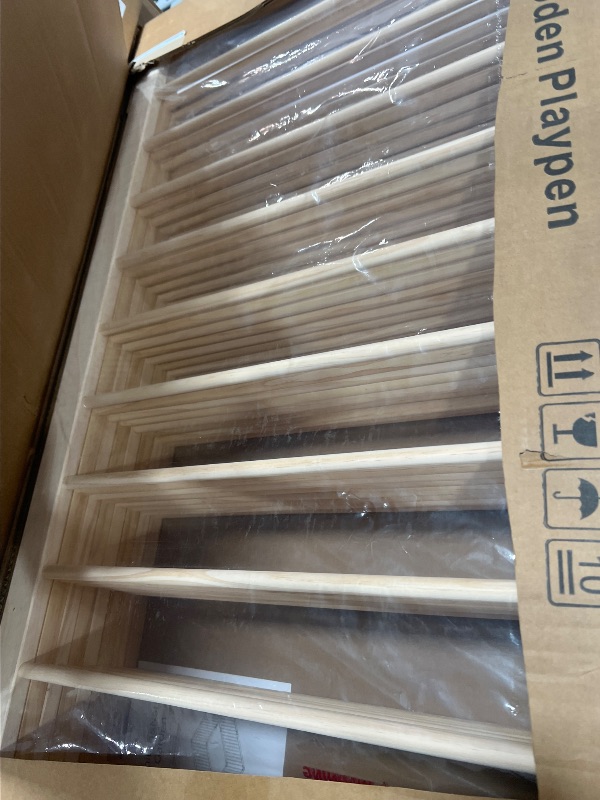 Photo 1 of (used, for parts)Baby Playpen Play Fence Gate Play Pen Wood Large,Playpens for Babies and Toddlers Kids Indoor,Baby Play Yards Gym