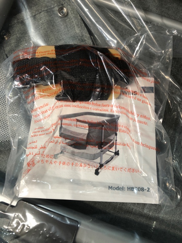 Photo 1 of (USED/FAIR) Twin Bassinet for 2 Babies, 3 in 1 Bedside Co Sleeper Double Bassinet for Twins, Rocking Bassinet for Baby with Wheels and Storage Basket, Includes Mattress