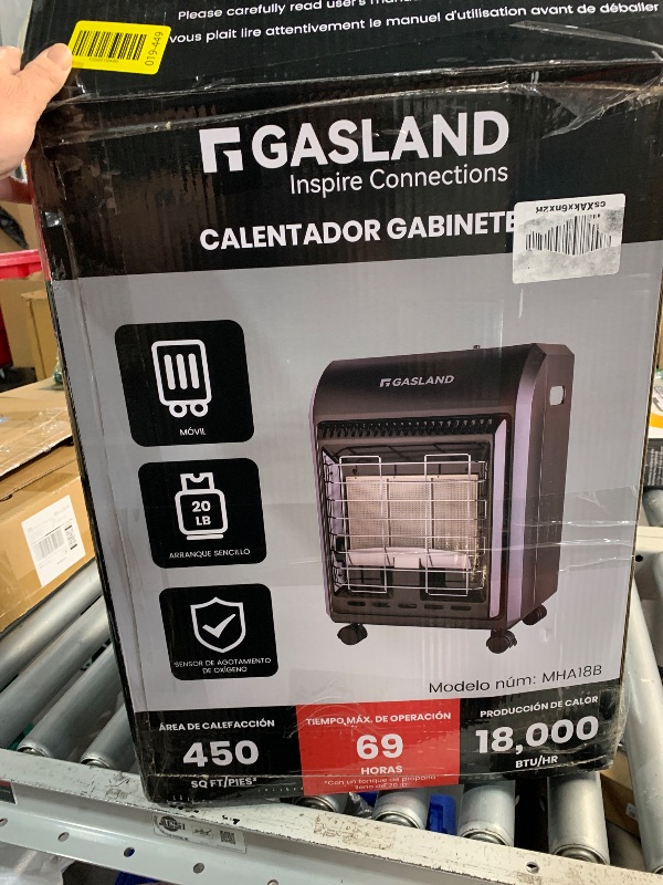 Photo 1 of ***(PARTS ONLY/MAJOR DAMAGE/ NON FUNCTIONAL)***Gasland MHA18BN Propane Radiant heater, 18,000 BTU Warm Area up to 450 sq. ft, Portable LP Gas Heater for Garages, Workshops and Construction Sites, Ultra Quiet Propane Heater with LP Regulator Hose