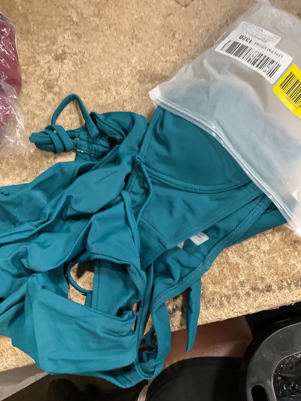 Photo 1 of ZAFUL Women's 2 Piece Tie Front Bikini Set Swimsuit Lace Up Back Cheeky Bathing Suit