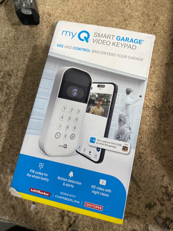 Photo 1 of myQ Smart Garage Door Video Keypad with Wide-Angle Camera,Customizable PIN Codes,and Smartphone Control–Take Charge of Your Garage Access Works with Chamberlain, LiftMaster and Craftsman openers,White