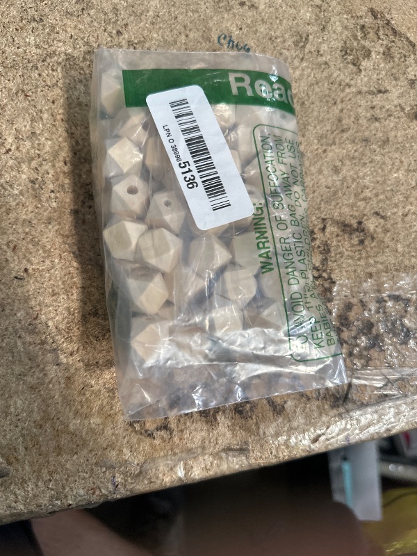 Photo 1 of 100 Pack 5/8 Inch Geometric Shaped Wooden Beads Faceted Wood Beads for Jewelry Crafts (Hole 3.5MM)