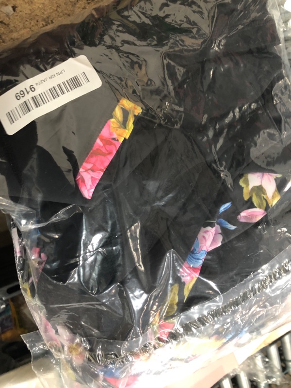 Photo 1 of **PARTIAL SET/ BOTTOMS ONLY** JOYBIK Women Plus Size Two Piece Long Sleeve Rash Guard Sets Built in Bra Swim Shirt Top and Shorts with Pockets UPF50+ Black Floral 2X