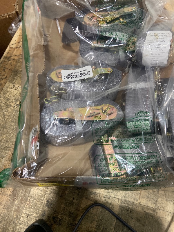 Photo 1 of **HEAVY** Autofonder 2" x16' E-Track Ratchet Tie Downs 8Pack (4,500lb Break Strength), Heavy Duty Truck Trailer Motorcycle Straps | Weather-Resistant & Anti-Slip Hooks for Safe Cargo Transport(Gray)