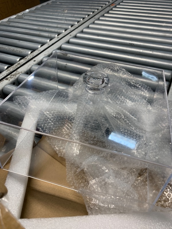 Photo 1 of (lid is damaged)(see images) Square Cake Stand with Lid 360° Rotatable Marble Cake Plate with Acrylic Dome?Stone Dessert Display Stand with Lid Cover 