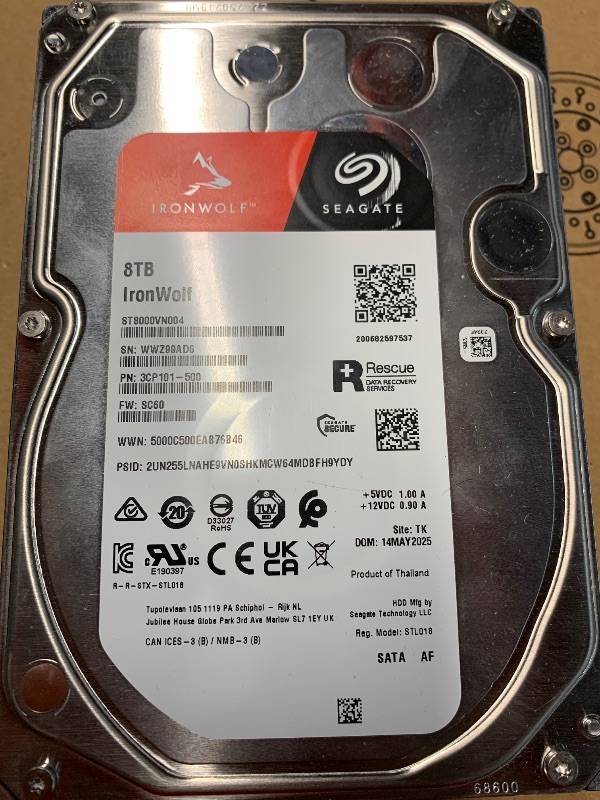 Photo 1 of (sold for parts) Seagate IronWolf 8TB NAS Internal Hard Drive HDD – 3.5 Inch SATA 6Gb/s 7200 RPM 256MB Cache for RAID Network Attached Storage 