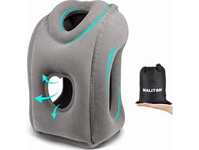 Photo 1 of * PHOTO FOR REFERENCE* Inflatable Travel Pillow for Airplane Comfortable Sleeping to Relieve Neck and Shoulder Pain, Support Head Inflatable Pillow for Long Flights, Used for Airplanes, Cars, Trains *GREY* 