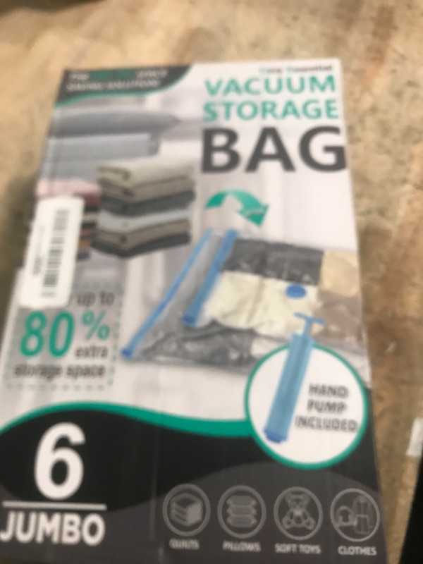 Photo 1 of 6 Jumbo Vacuum Storage Bags, Space Saver Bags Compression Storage Bags for Comforters and Blankets, Vacuum Sealer Bags for Clothes Storage, Hand Pump Included