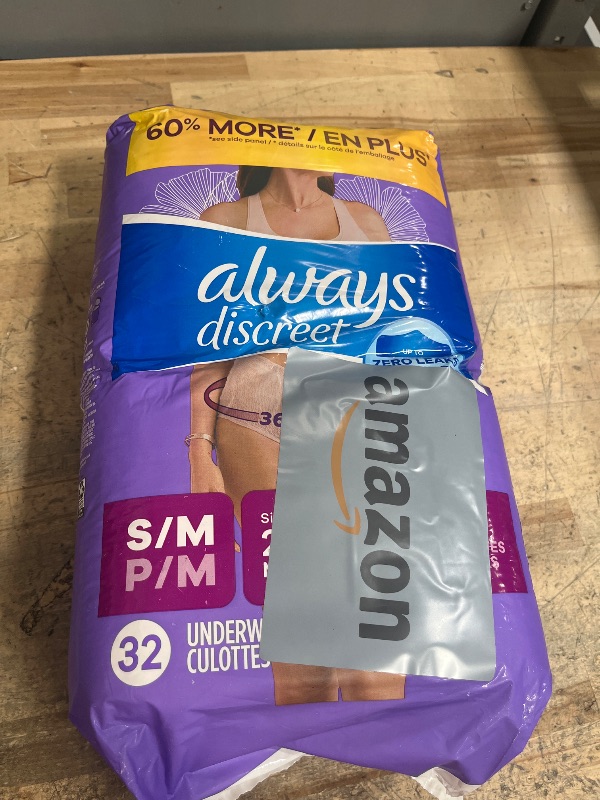 Photo 1 of Always Discreet, Incontinence Underwear, Maximum Absorbency, Small/Medium, 32 Count