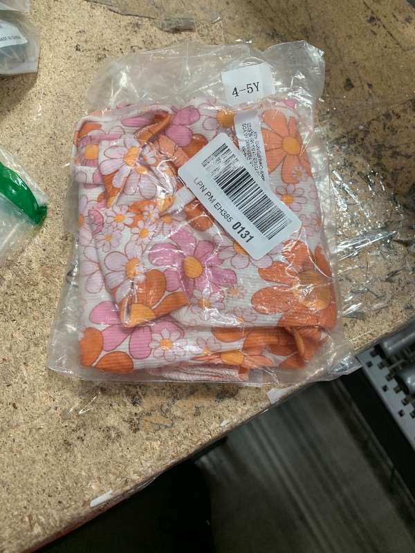 Photo 1 of ***(HEAVILY USED/ MINOR DAMAGE)***Dcohmch Toddler Girl Bell Bottom Jumpsuit Sleeveless Romper Pants Flower Halter Overalls Summer Clothes 1-5T (Lavender, 4-5 Years)