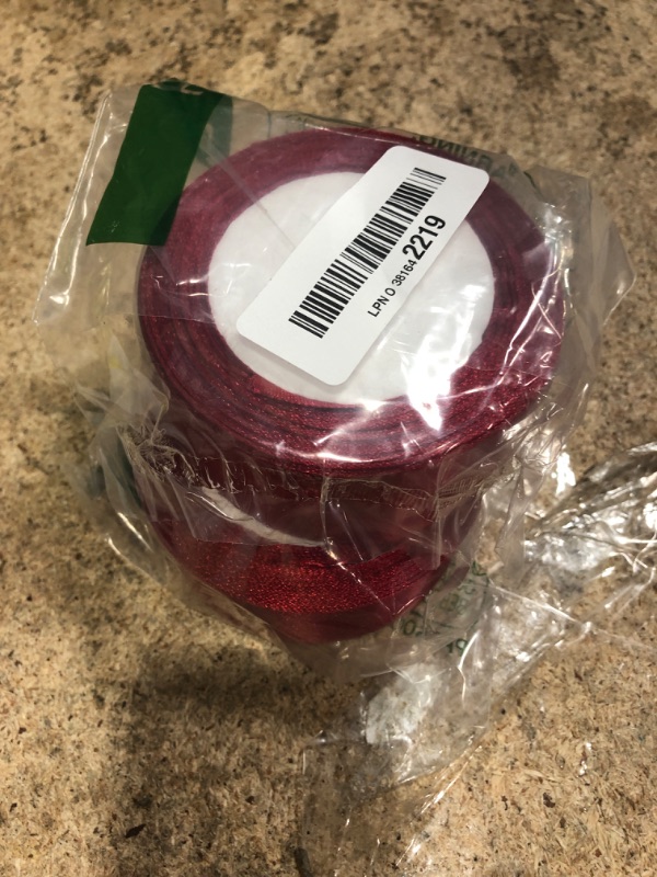 Photo 1 of 2 Rolls Burgundy Ribbon 50 Yards 1.5 Inches Wide Double Faced Polyester Solid Satin Ribbon for Valentine's Day Christmas Wedding Present Wrapping Crafts Burgundy Party Decoration