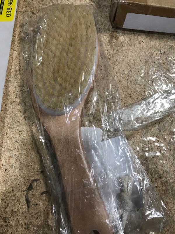 Photo 1 of 100% Natural Boar Bristle Body Brush with Contoured Wooden Handle by TOUCH ME