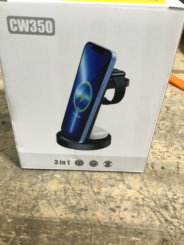 Photo 1 of 3 in 1 Charging Station for iPhone, Wireless Charger for iPhone 16e 16 15 14 13 12 11 X Pro Max & Apple Watch - Wireless Charging Station for AirPods 4 3 Pro