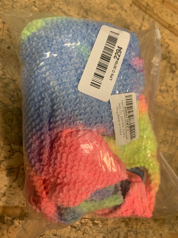 Photo 1 of *large* Fanuerg Women's Ribbed High Waisted Bikini Sets Scoop Neck Two Piece Swimsuits Spaghetti Strap Textured Bathing Suit Rainbow Tie Dye L