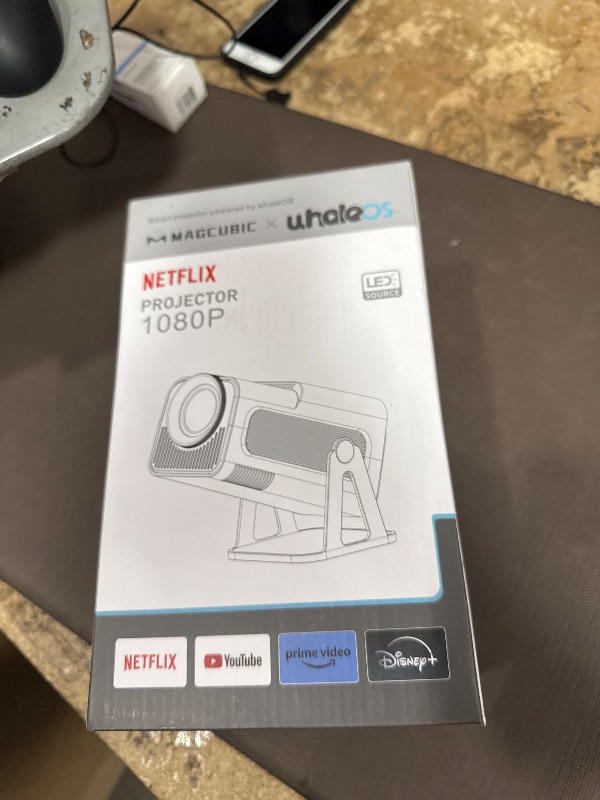 Photo 1 of [Netflix-Licensed] Magcubic Mini Projector with Wifi and Bluetooth, Built-in Android 13, Portable Smart 1080P Projector with 4K Support, Auto Keystone, Voice Control, HY320 NTV (White)
