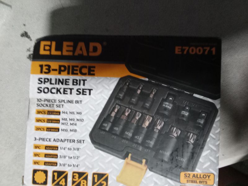 Photo 1 of 13-Piece XZN Triple Square Spline Bit Impact Socket Set - Premium S2 Steel European Style M4 - M18 with Socket Adapters, 1/4”, 3/8” and 1/2” Drive | Professional Mechanic Garage Tools