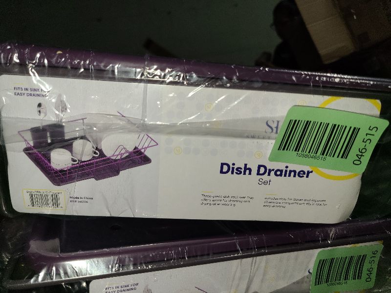 Photo 1 of Sweet Home Collection 3 Piece Dish Drainer Rack Set with Drying Board and Utensil Holder, 12" x 19" x 5", Eggplant Purple(Pack of 1)