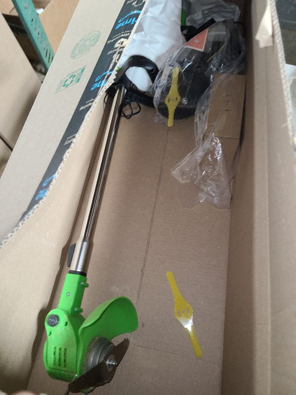 Photo 1 of 20V 12" Cordless String Trimmer With 2 X 4.0ah Battery and Charger, Electric Grass Trimmer Battery Powered Eater String, Edger Lawn Tool Grass Cutter With 8pcs Line, Lawn Mover For Yard, Garden, Green