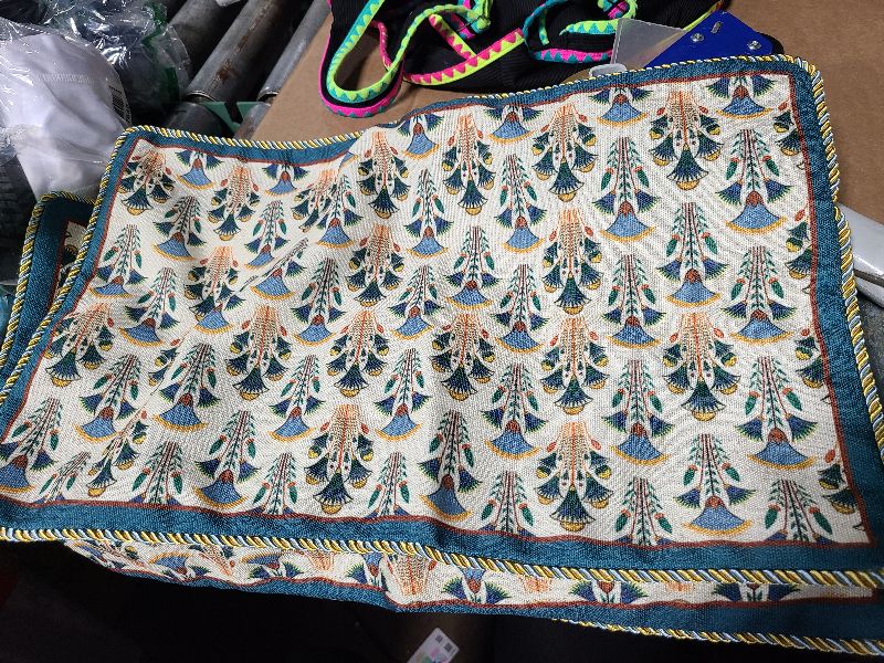 Photo 1 of 2,Rustic Vintage Blue Linen with Floral Pattern Pillow Cover,Decorative Lumbar Pillowcases Cushion for Bed Living Room Outdoor Car,12"x20"