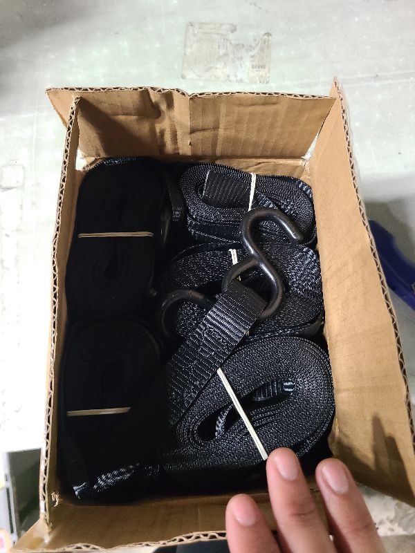 Photo 1 of 16 Pcs Cambuckle Tie Down Straps 1763lbs Break Strength Securing Straps 1'' x 15 ft Cambuckle Tie Downs with S Hook for Motorcycle, Kayak, Car, Truck, Boat Moving, Securing Cargo(Black)