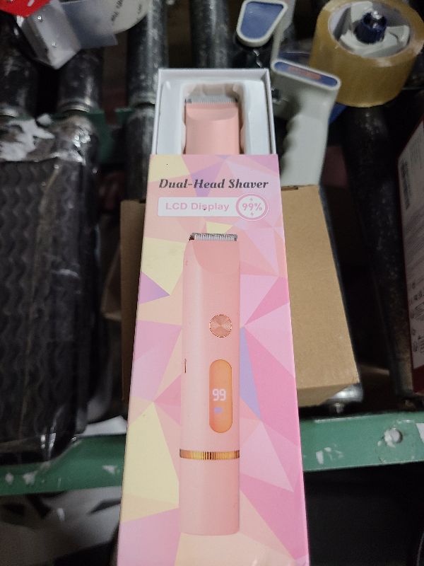 Photo 1 of 2 in 1 Bikini Trimmer for Women, Dual Head Electric Shaver with LED Display, IPX7 Waterproof Body Pubic Hair Trimmer Rechargeable Womens Electric Razor for Armpit Leg Body Facial Wet & Dry Use