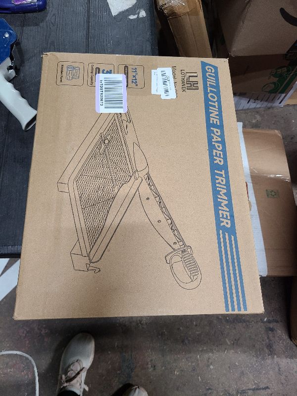 Photo 1 of 12'' Wood Guillotine Paper Cutter, Heavy Duty Wood Base Paper Trimmer with 32 Sheets Capacity Paper Cutting Board for Classroom, Crafting, Cardstock, Art Projects