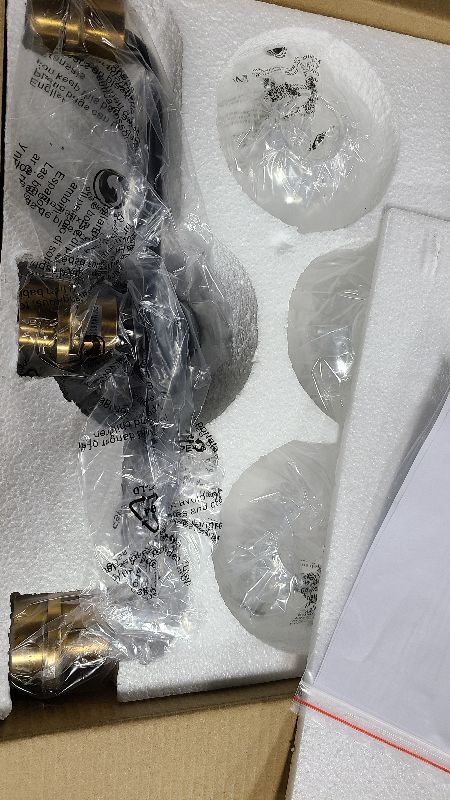 Photo 1 of 3 Light Bathroom Vanity Light, Black and Gold Bathroom Light Fixtures with Clear Glass Shade Modern Wall Sconces Lighting Bath Wall Lights Lamp for Mirror Kitchen Living Room Bedroom Hallway Cabinet