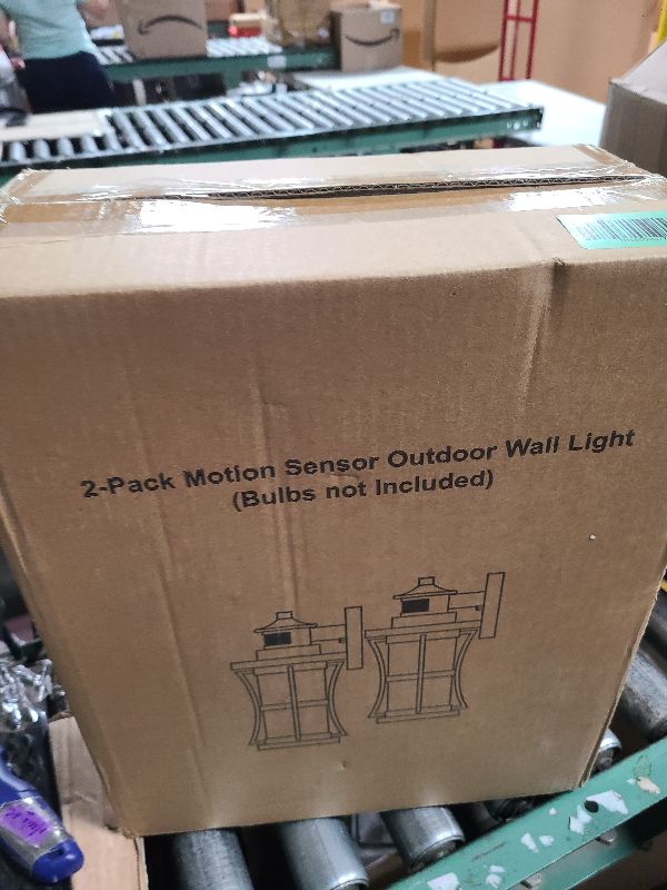 Photo 1 of 2 Packs Motion Sensor Outdoor Wall Lights - Upgrade Dusk to Dawn Porch Lighting, LED Exterior Lantern Fixture Wall Sconce, Waterproof Outside Light For House, Black Anti-Rust Lamp For Garage Doorway