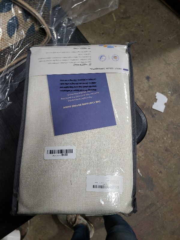 Photo 1 of 100% Blackout Shield Linen Blackout Curtains for Bedroom 84 Inches Long, Back Tab/Rod Pocket Living Room Drapes, Thermal Insulated Blackout Curtains 2 Panels Set, 50" W x 84" L, Cream