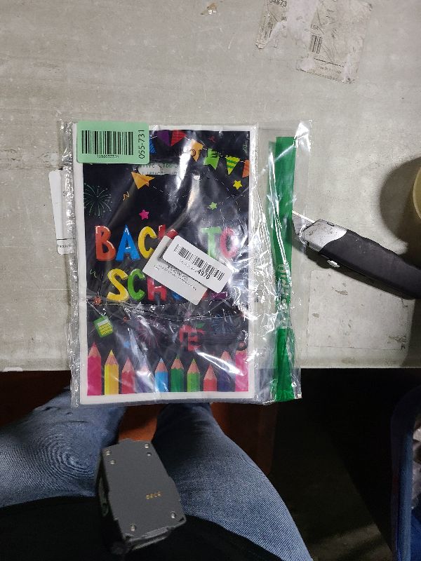 Photo 1 of 3sscha 50Pcs Back to School Party Favor Bag - First Day of School Classroom Plastic Waterproof Goodie Bags Welcome Back Rectangular Gift Pack for Kids Colorful Decoration Party Favors Supplies