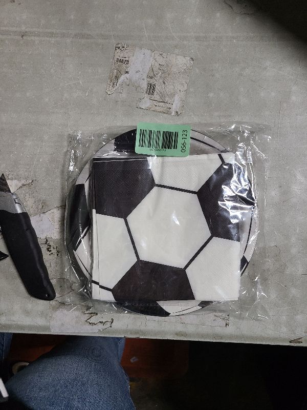 Photo 1 of 40Pcs Soccer Plates and Napkins Party Supplies - Soccer Birthday Party Decorations Tableware Set, Disposable Paper Dinner Plates Napkins for Sport Themed Soccers Parties Table Decor Favors, Serves 20