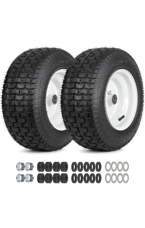 Photo 1 of 
16x6.50-8 Riding Lawn Mower Rubber Tire and Wheel, 2 Pcs Replacement 16x6.5-8nhs Garden Tractor Lawnmower Tyre, Bearing Bore 3/4" & 5/8", 3"-4.5" Centered Hub