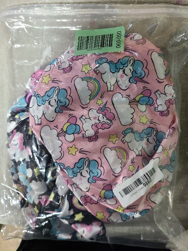 Photo 1 of 4 Pcs Silk Bonnet for Sleeping Kids Bonnets for Girls Baby Satin Sleep Cap Hair Wraps for Curly Natural Hair Elastic Wide Band