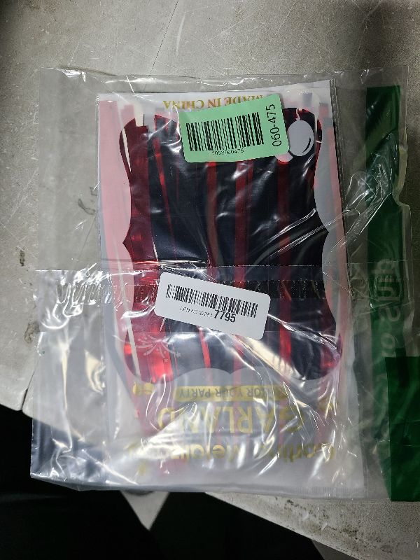Photo 1 of 4 Pack 10 Feet Black Red Parade Floats Foil Fringe Garland Metallic Tinsel Streamers Banner Fringe Curtain Banner for Halloween Graduation Homecoming Birthday Party Decorations (Black, Red)