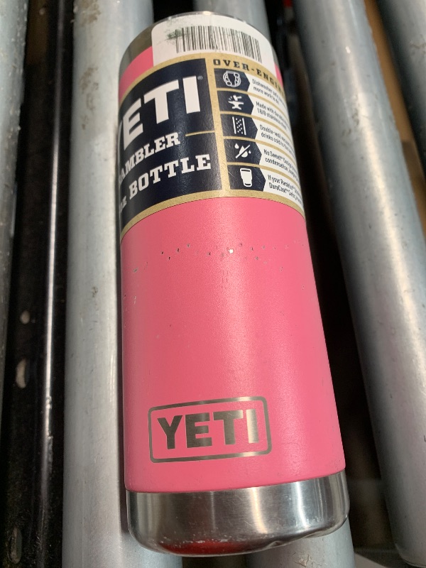 Photo 1 of (missing lid)(see images for damage) YETI Rambler 18 oz Bottle, Vacuum Insulated, Stainless Steel with Color Matching Straw Cap, Power Pink